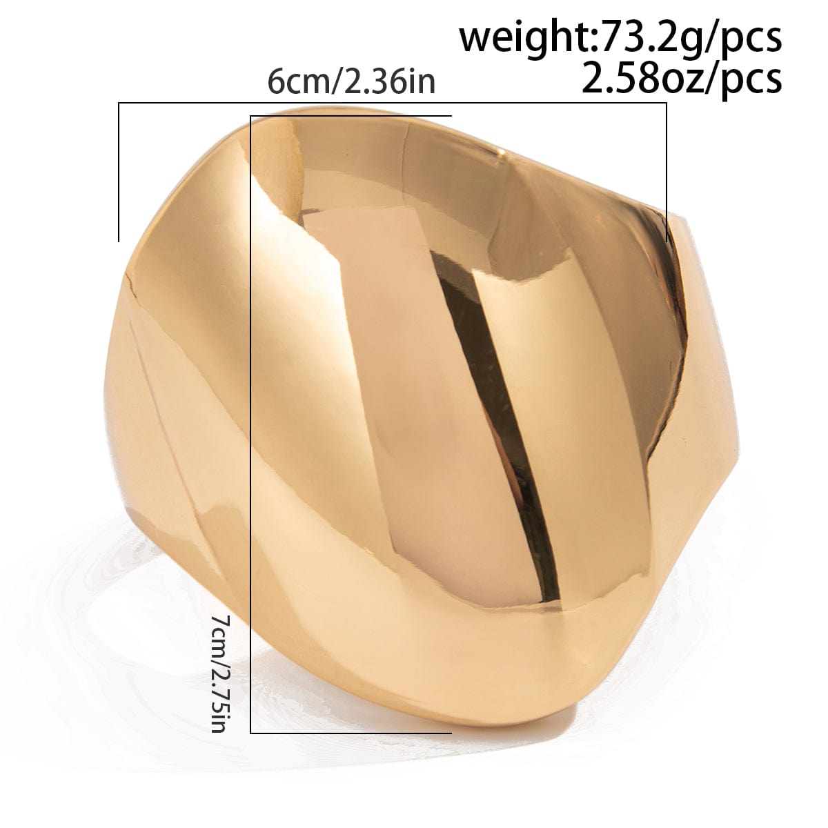 Irregular Oversized Glossy Wide Cuff Bangle Bracelet