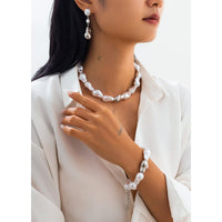 Thumbnail for Irregular Pearl Chain Necklace Bracelet Earrings Set