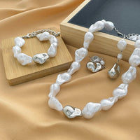 Thumbnail for Irregular Pearl Chain Necklace Bracelet Earrings Set