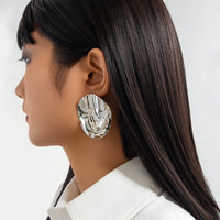 Thumbnail for Irregular Pleated Oval Stud Earrings - ArtGalleryZen