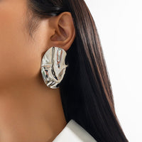 Thumbnail for Irregular Pleated Oval Stud Earrings - ArtGalleryZen