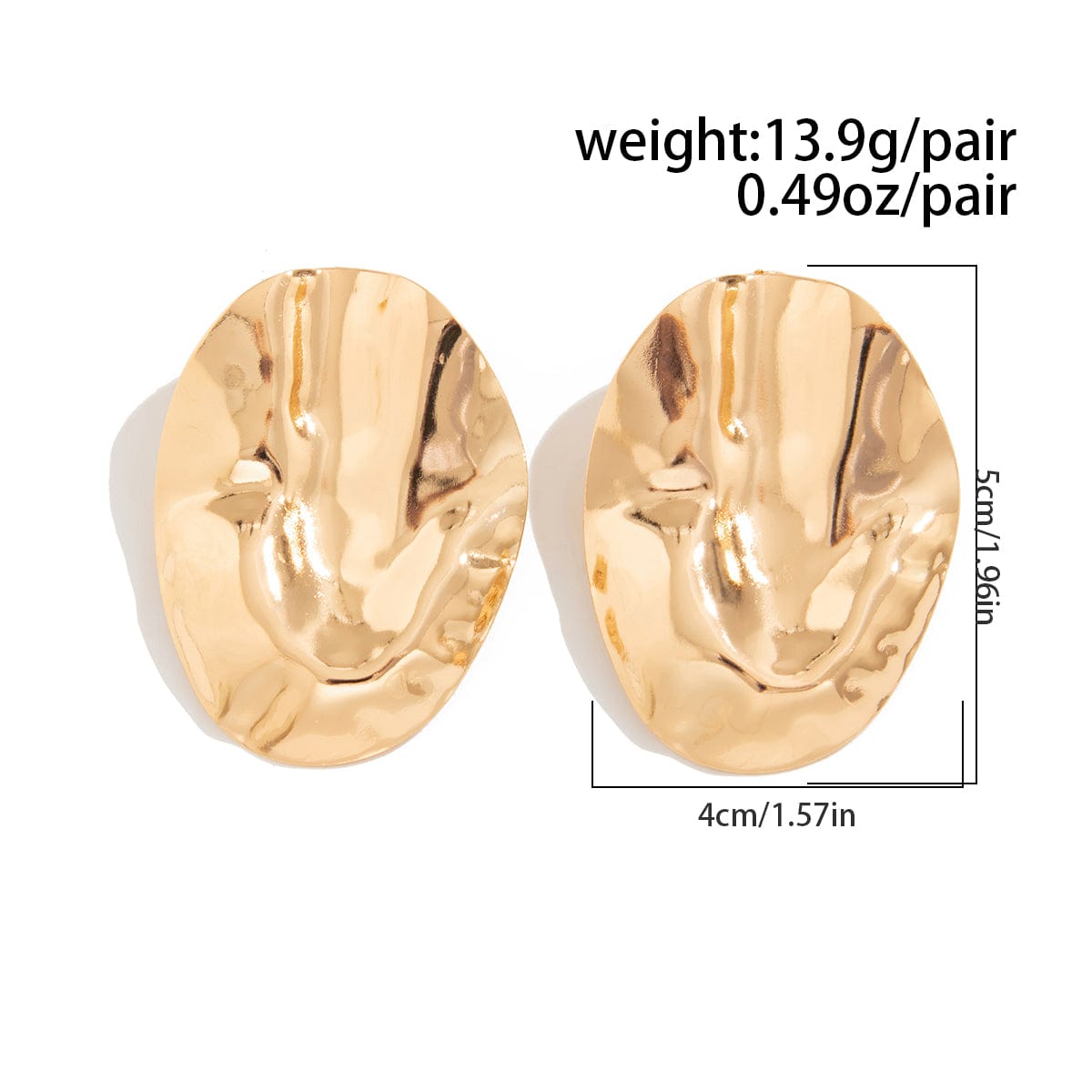 Irregular Pleated Oval Stud Earrings - ArtGalleryZen