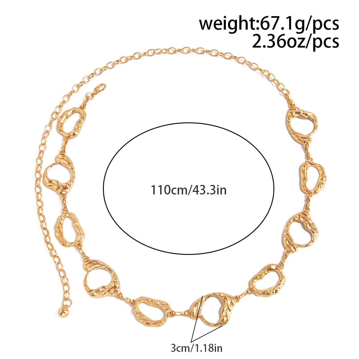 Irregular Textured Hoop Waist Chain - ArtGalleryZen