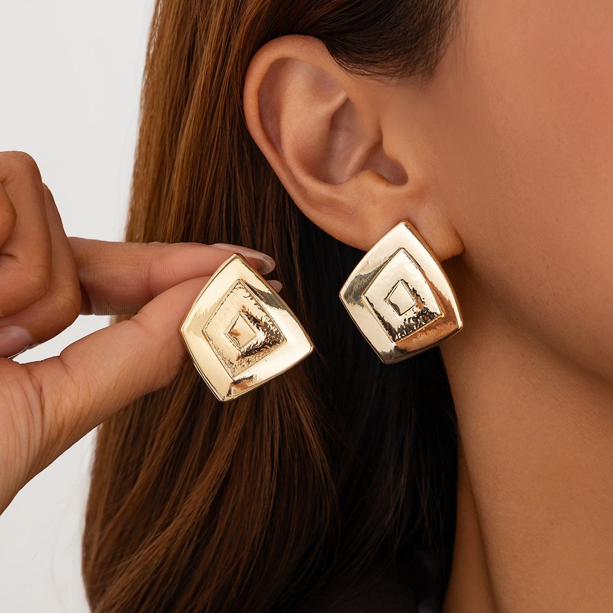 Irregular Textured Trapezoid Stud Earrings