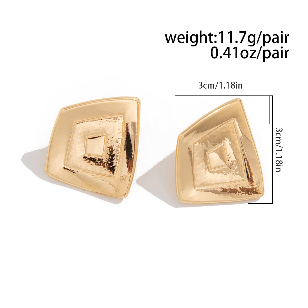 Irregular Textured Trapezoid Stud Earrings