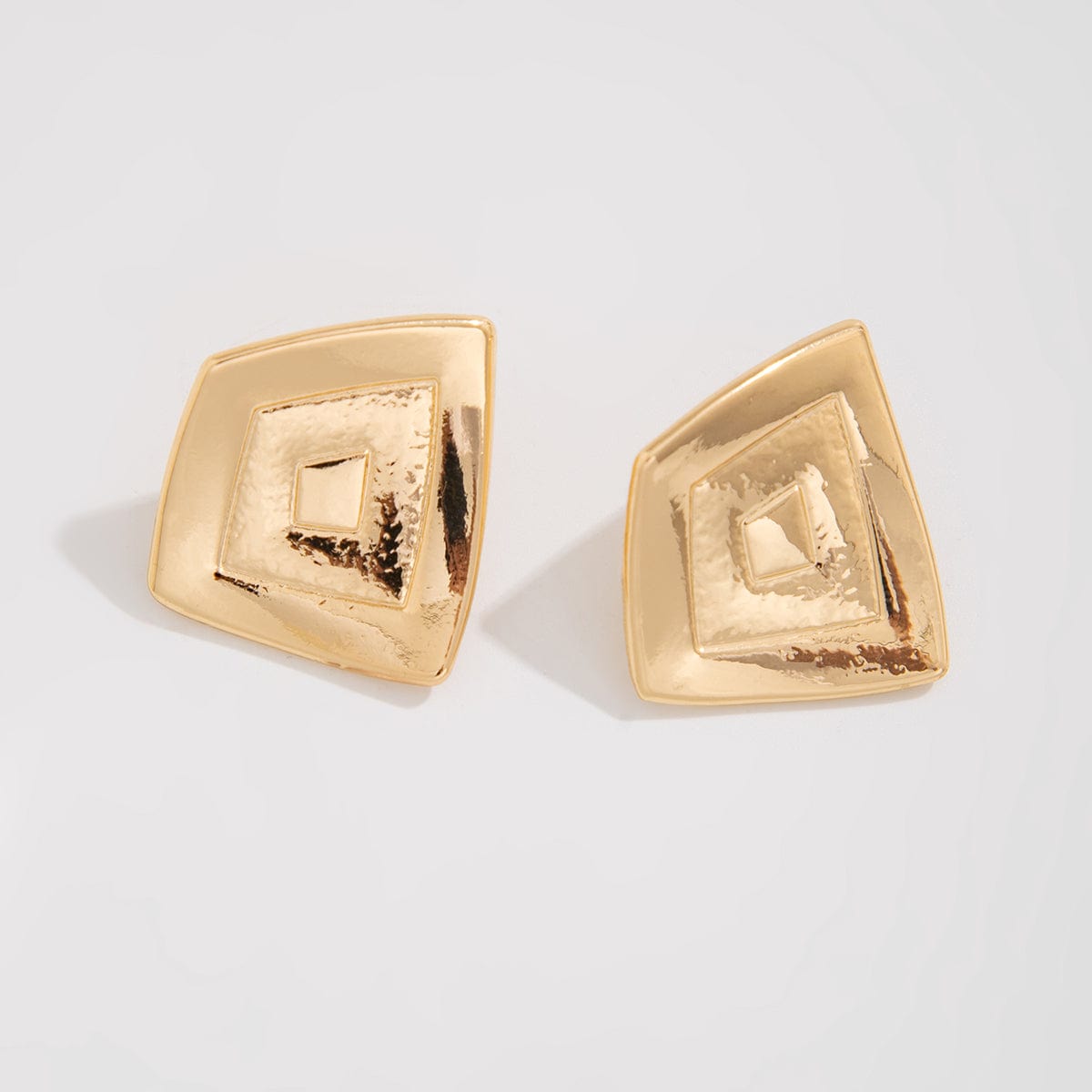 Irregular Textured Trapezoid Stud Earrings