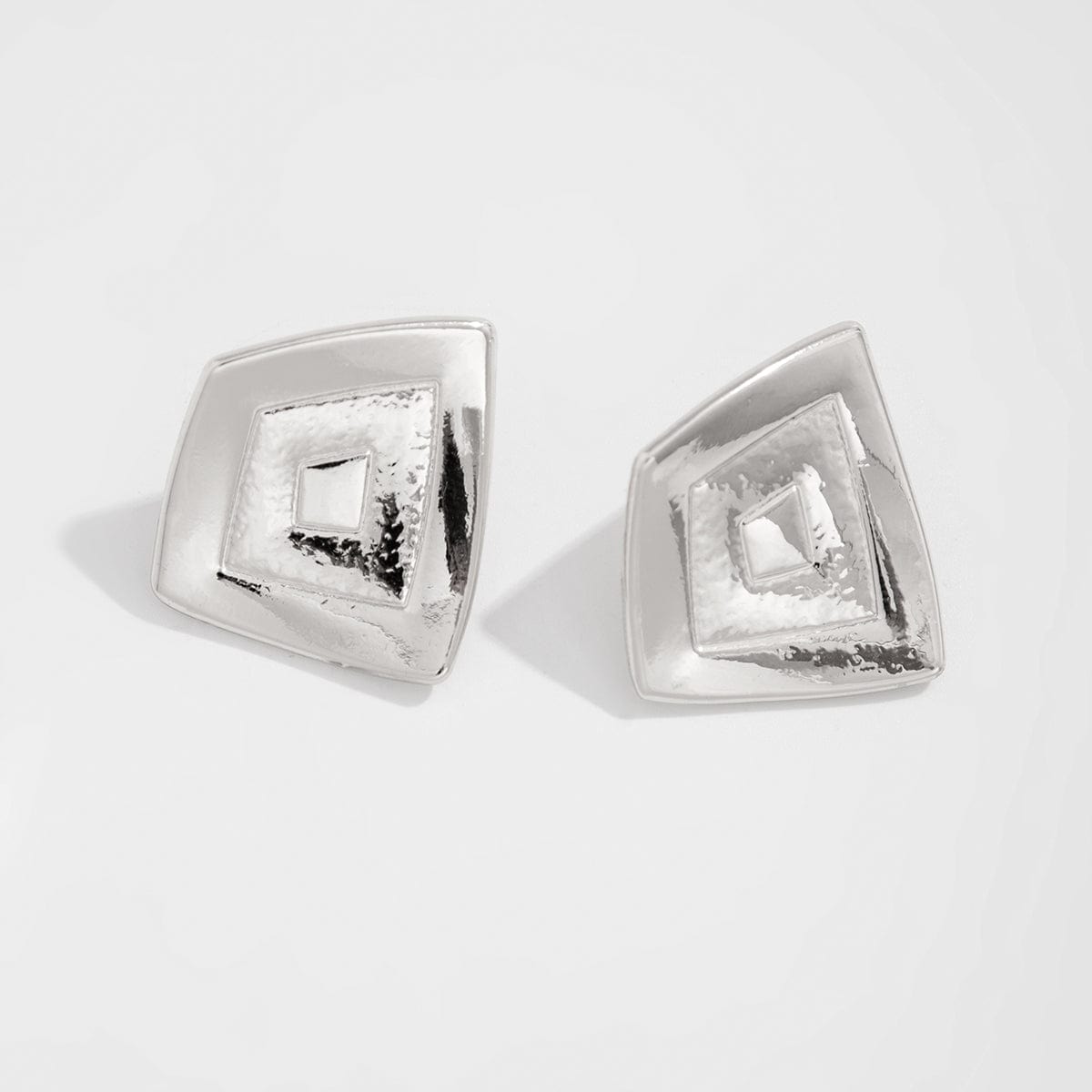 Irregular Textured Trapezoid Stud Earrings