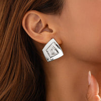 Thumbnail for Irregular Textured Trapezoid Stud Earrings