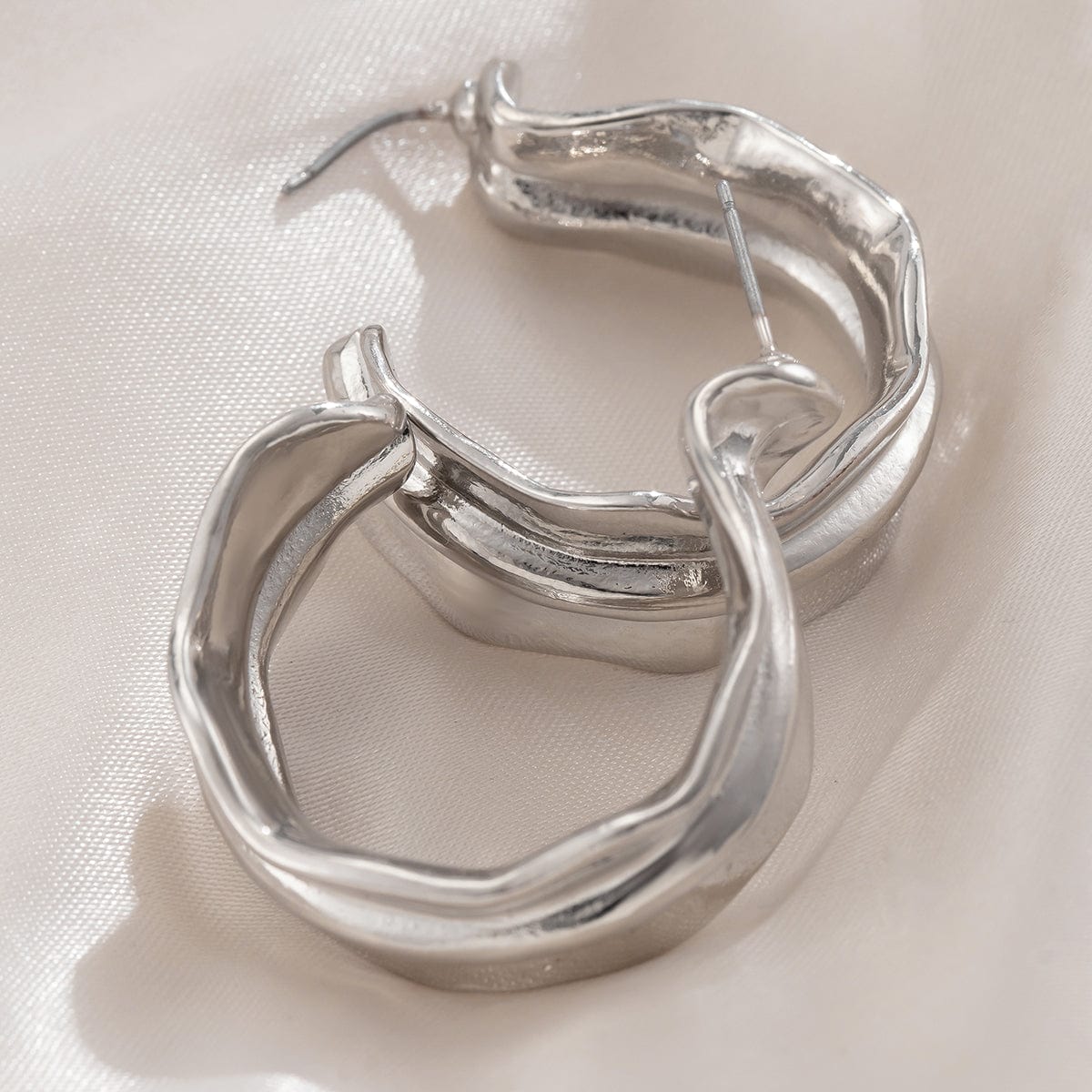 Irregular Textured Wide C Shaped Earrings