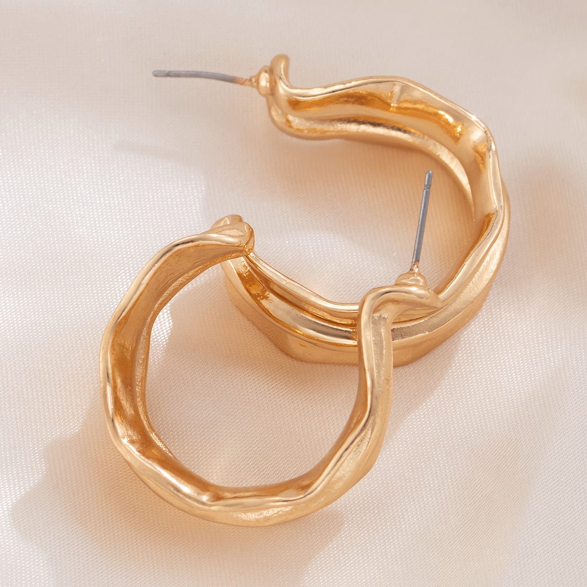 Irregular Textured Wide C Shaped Earrings