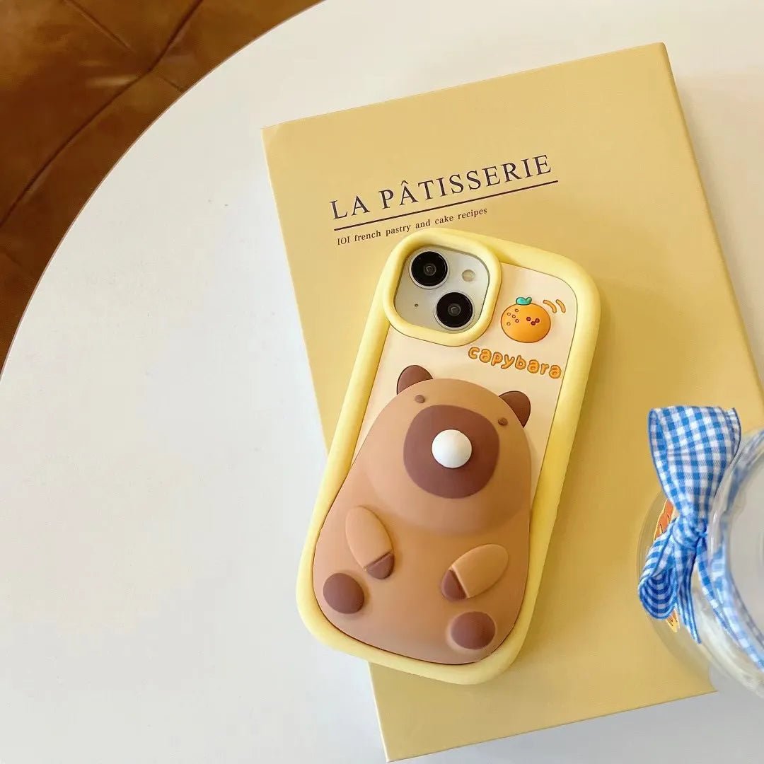 Kawaii 3D Capybara Blowing Bubbles iPhone Case - ArtGalleryZen