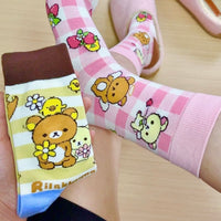 Thumbnail for Kawaii 4 Pieces Rilakkuma Strawberry Mid Calf Socks Set - ArtGalleryZen