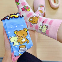 Thumbnail for Kawaii 4 Pieces Rilakkuma Strawberry Mid Calf Socks Set - ArtGalleryZen