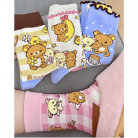 Thumbnail for Kawaii 4 Pieces Rilakkuma Strawberry Mid Calf Socks Set - ArtGalleryZen