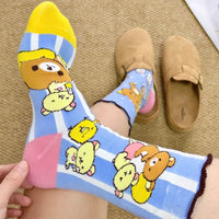 Thumbnail for Kawaii 4 Pieces Rilakkuma Strawberry Mid Calf Socks Set - ArtGalleryZen