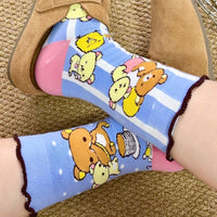 Thumbnail for Kawaii 4 Pieces Rilakkuma Strawberry Mid Calf Socks Set - ArtGalleryZen