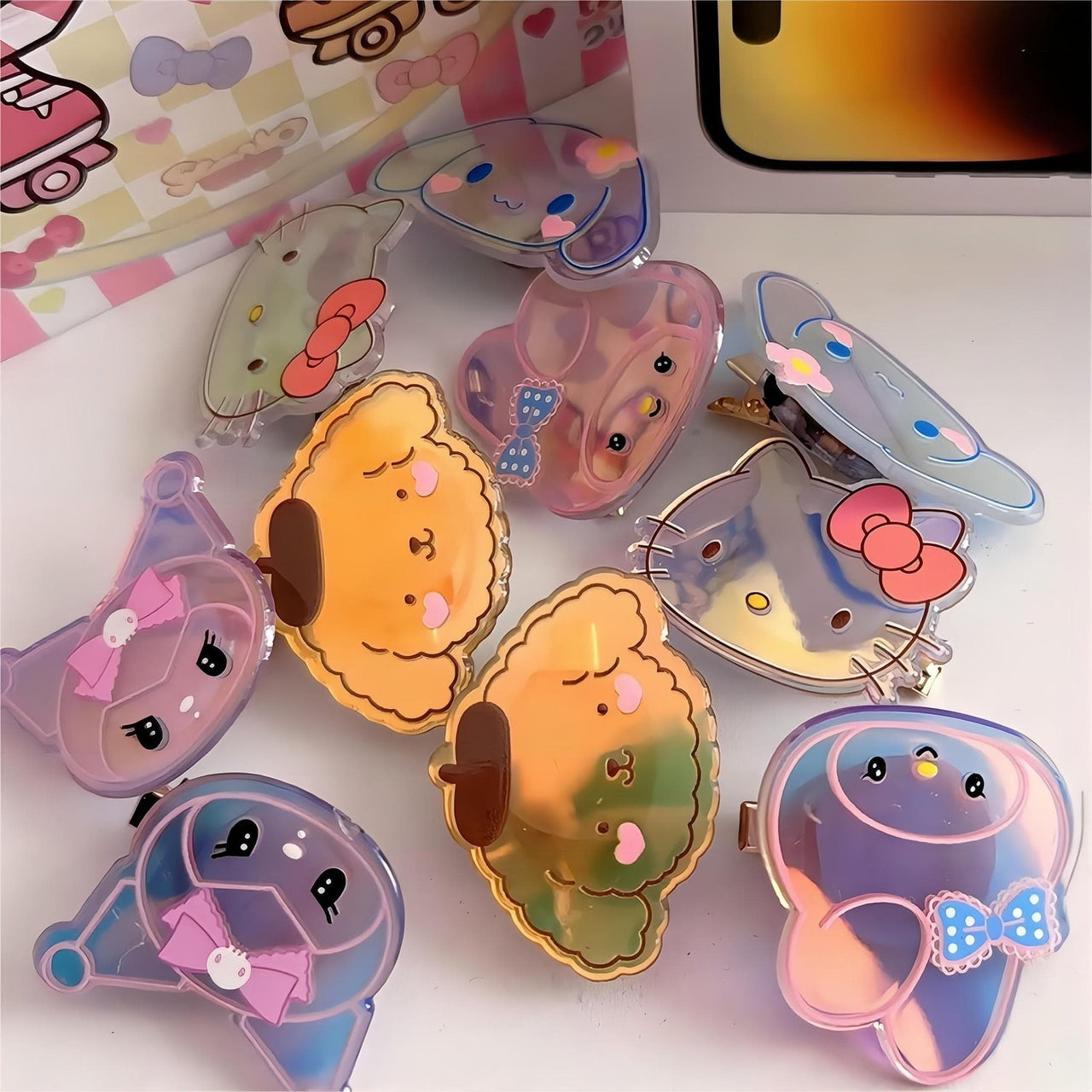 Kawaii 5 Pieces Led Flashing Sanrio Family Hair Clip Set - ArtGalleryZen