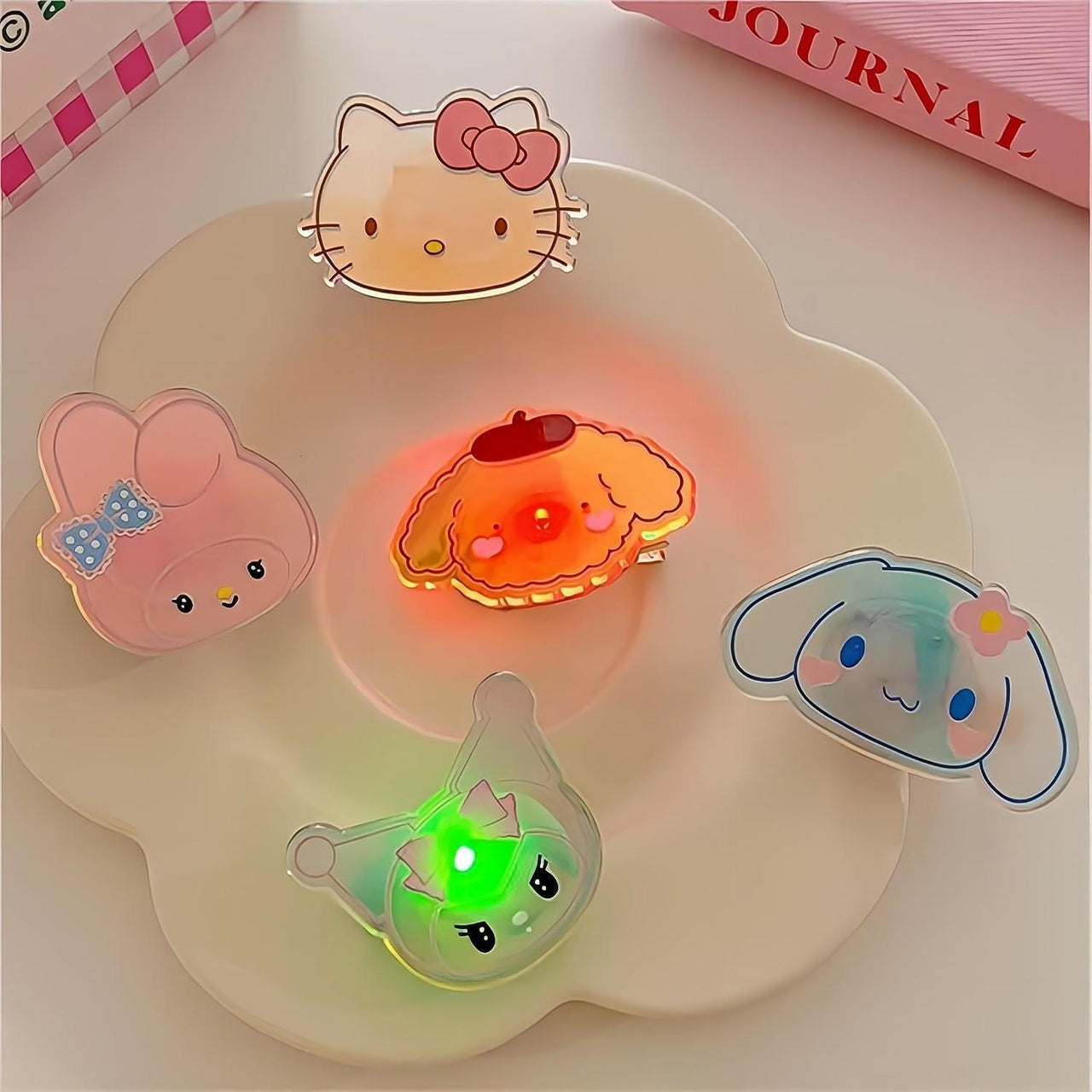 Kawaii 5 Pieces Led Flashing Sanrio Family Hair Clip Set - ArtGalleryZen