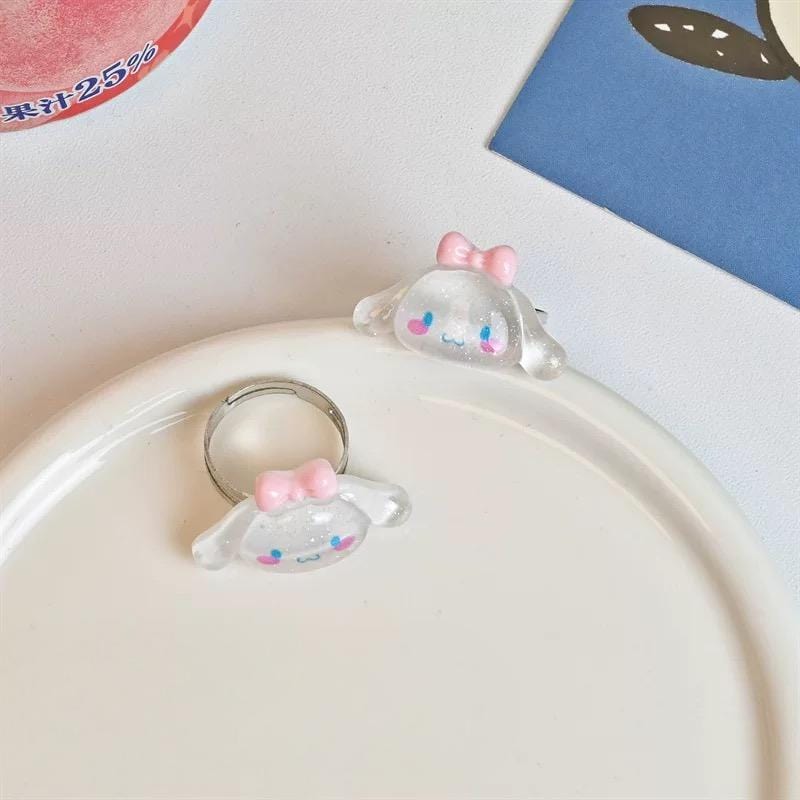 Kawaii 5 Pieces Sanrio Resin Rings Set