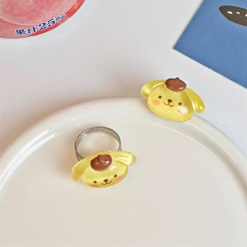 Kawaii 5 Pieces Sanrio Resin Rings Set