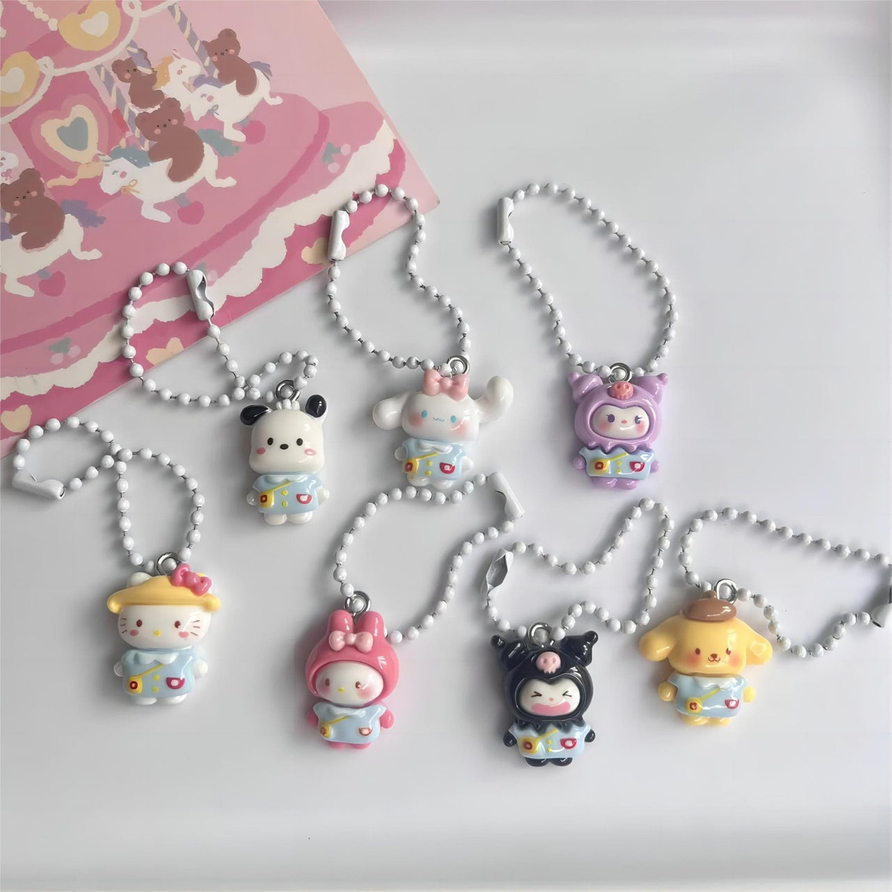 Kawaii 7 Pieces Sanrio Keychain Set - ArtGalleryZen