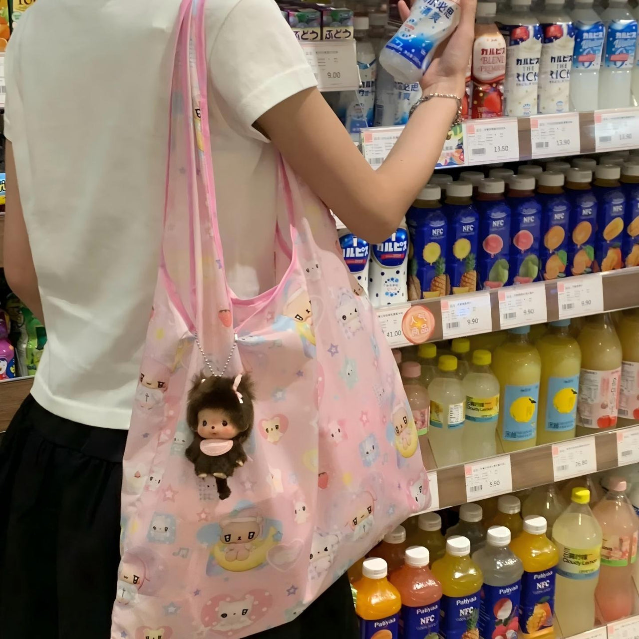 Kawaii Angel Kitten Bear Portable Folding Shoulder Bag - ArtGalleryZen