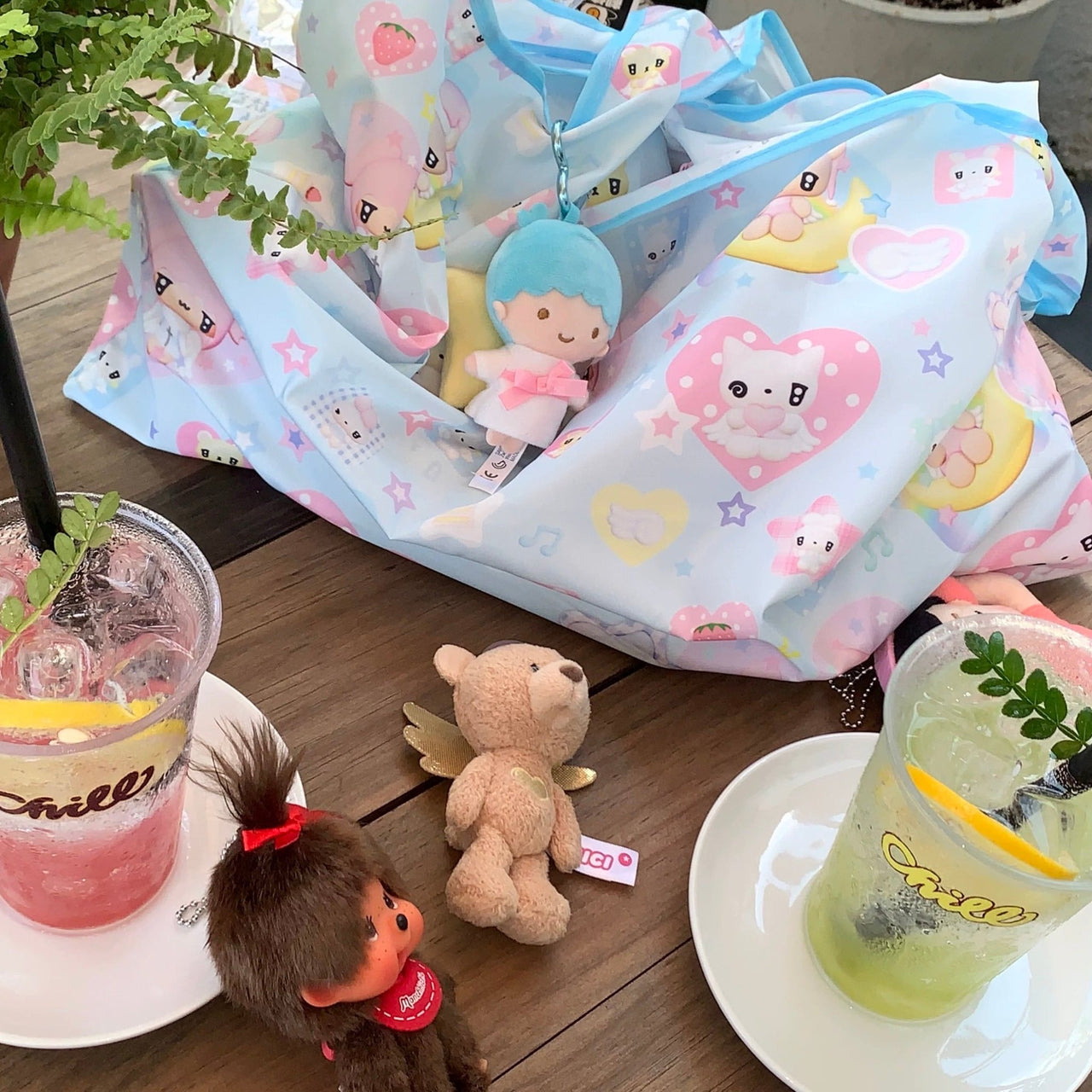 Kawaii Angel Kitten Bear Portable Folding Shoulder Bag - ArtGalleryZen