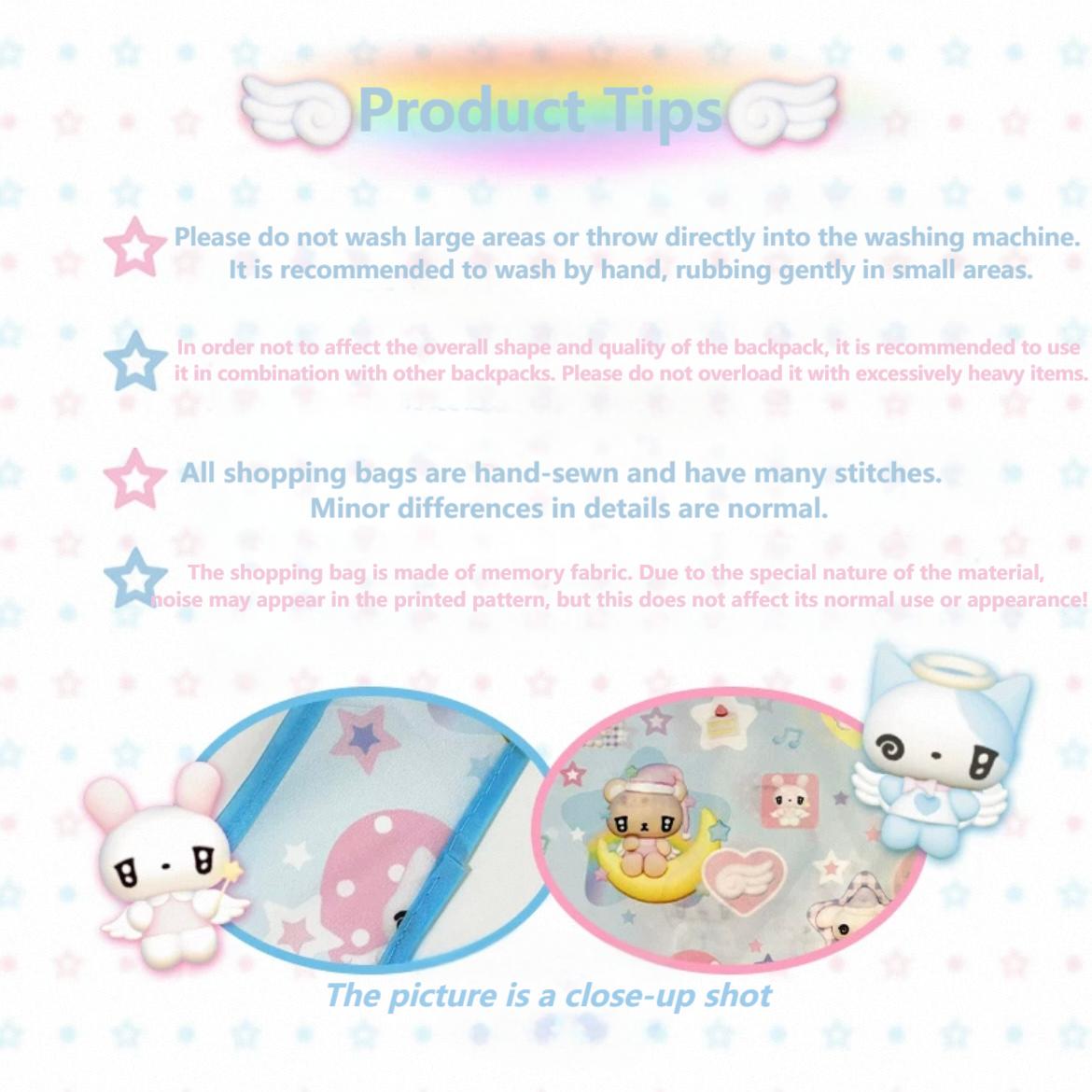 Kawaii Angel Kitten Bear Portable Folding Shoulder Bag - ArtGalleryZen