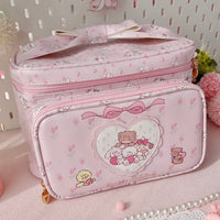 Thumbnail for Kawaii Anime Mikko Leather Multi-Layer Makeup Bag Portable Travel Large Capacity Storage Bag - ArtGalleryZen