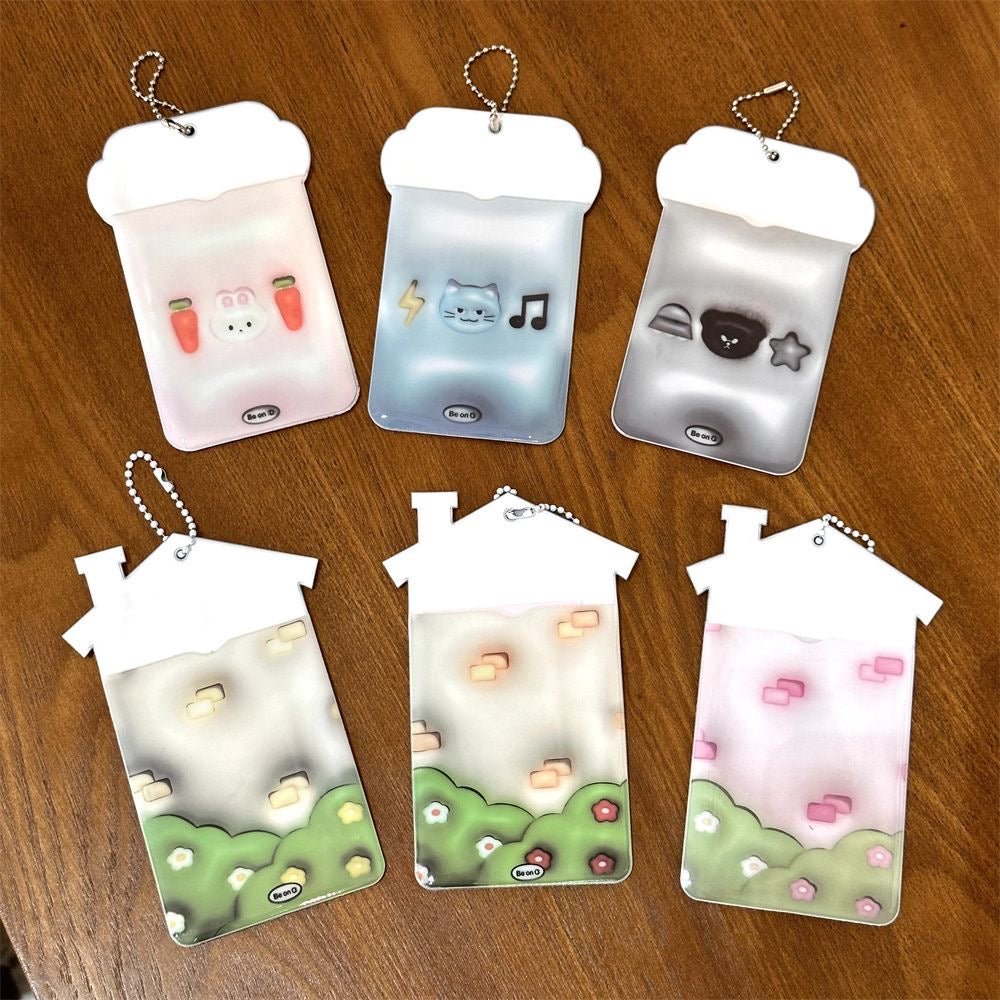 Kawaii Bear House Photocard Holder Keychain Kpop Card Display Bag - ArtGalleryZen