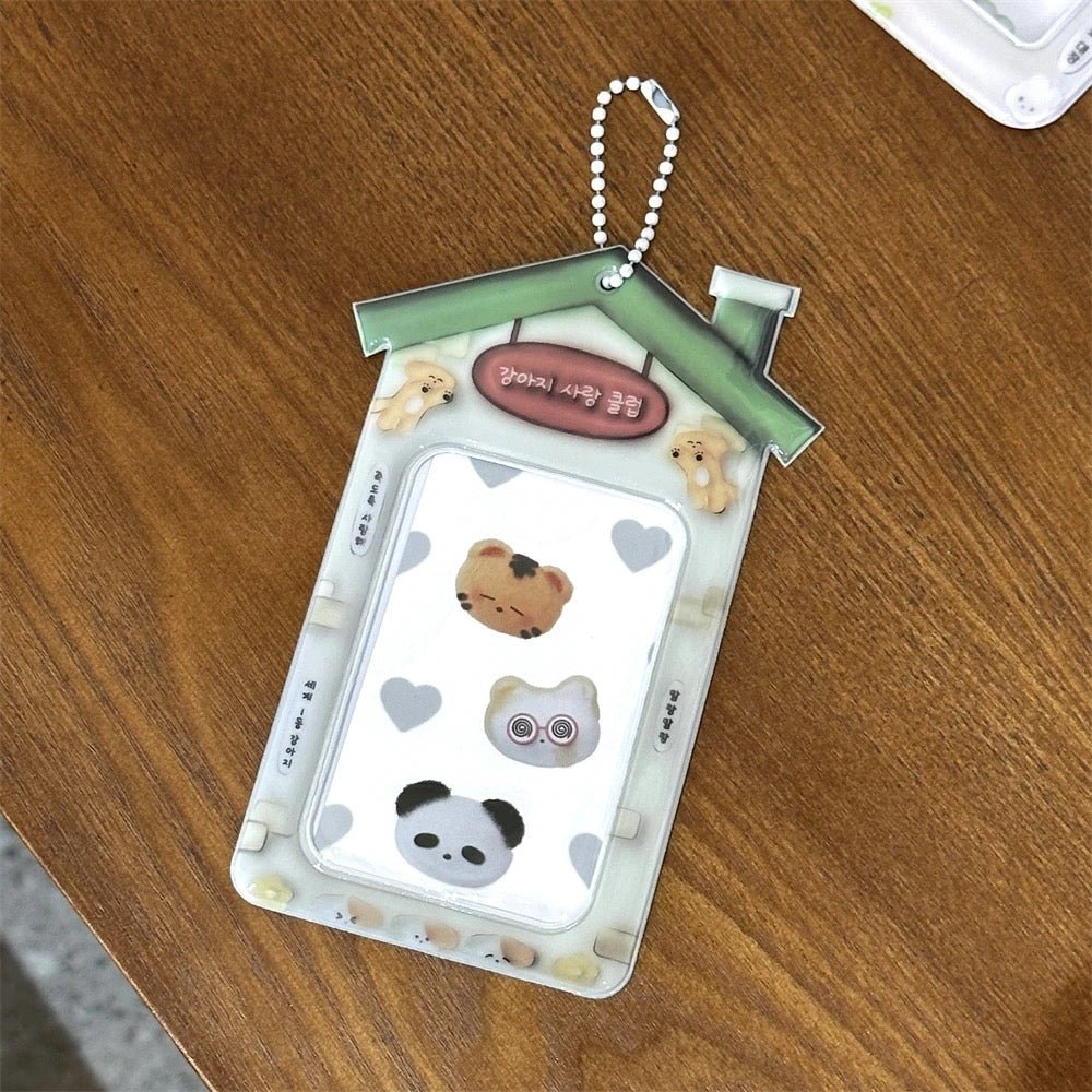 Kawaii Bear House Photocard Holder Keychain Kpop Card Display Bag - ArtGalleryZen