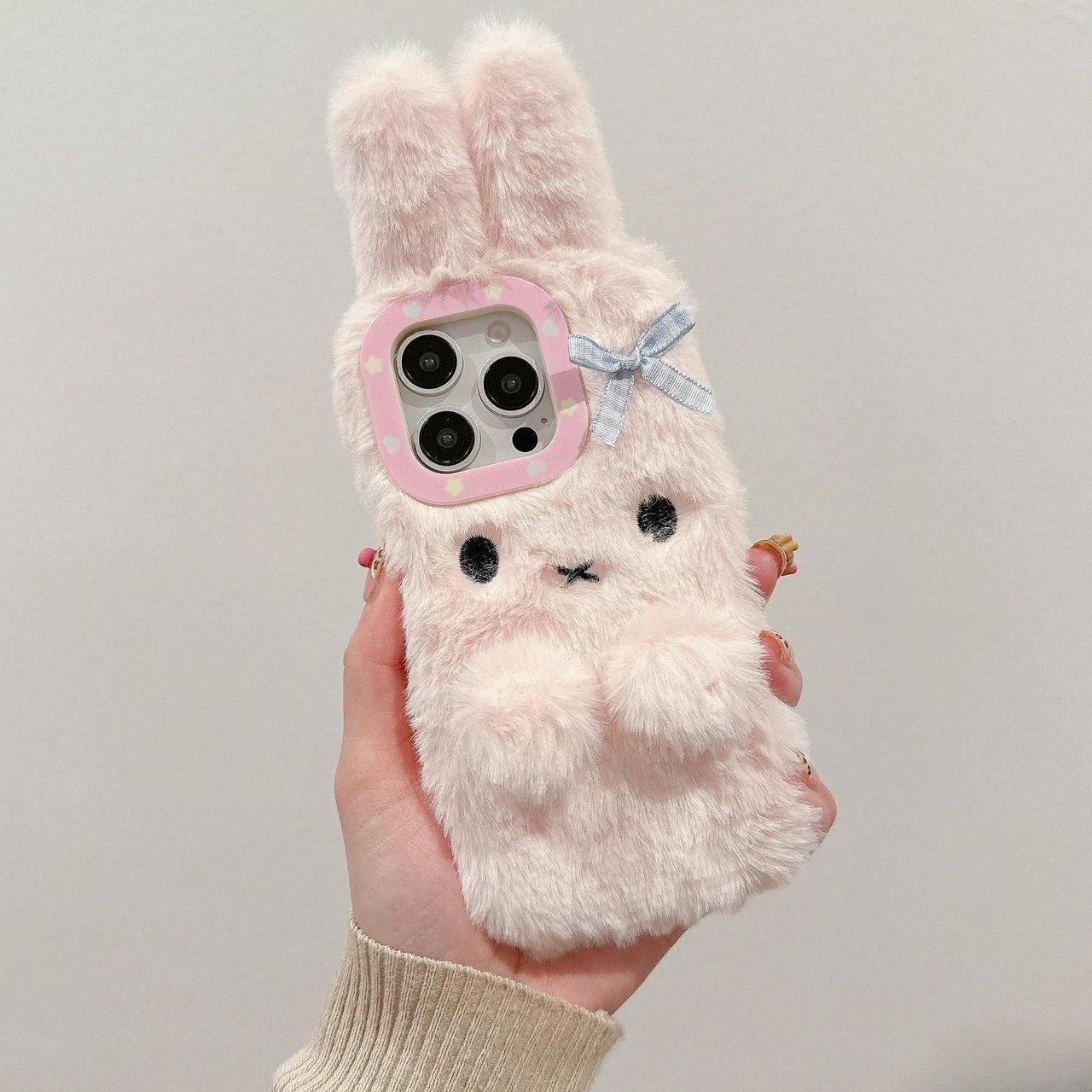 Kawaii Bowknot Bunny Plush Furry iPhone Case