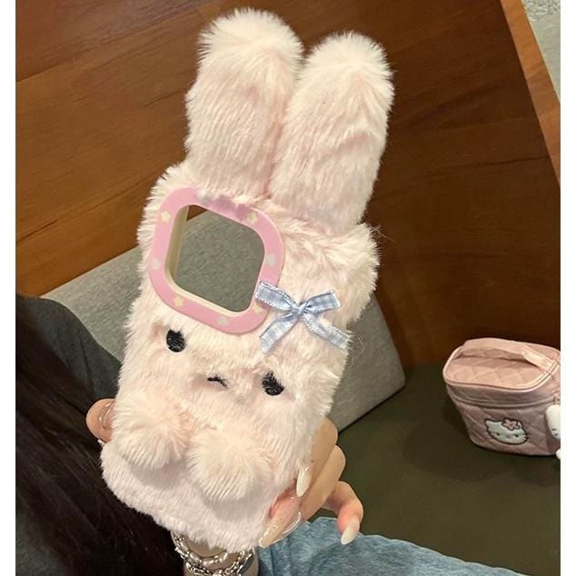 Kawaii Bowknot Bunny Plush Furry iPhone Case