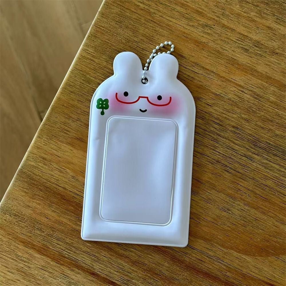 Kawaii Bunny Clover Photocard Holder Keychain PVC Card Display Bag - ArtGalleryZen