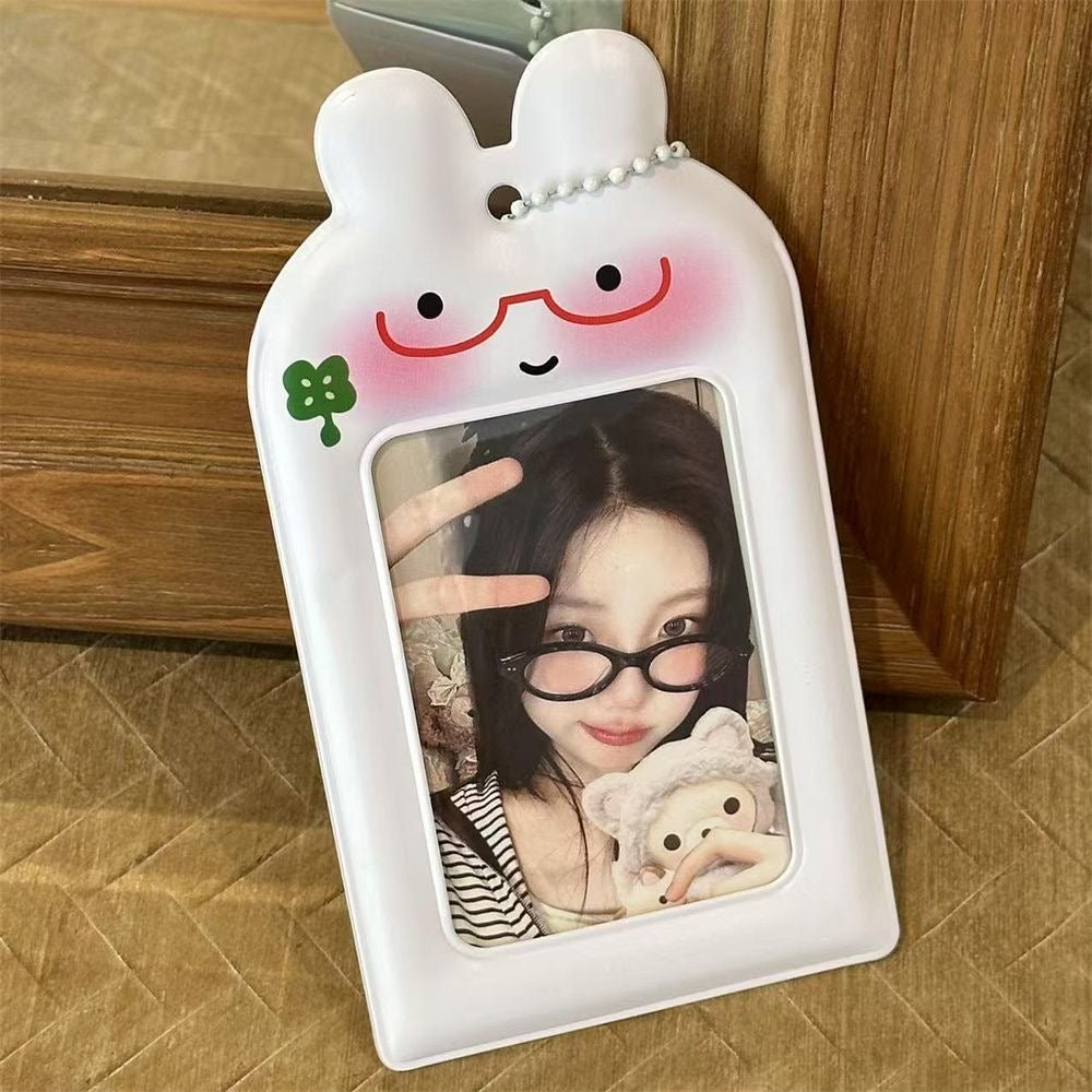 Kawaii Bunny Clover Photocard Holder Keychain PVC Card Display Bag - ArtGalleryZen