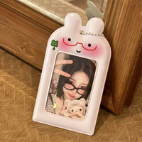 Thumbnail for Kawaii Bunny Clover Photocard Holder Keychain PVC Card Display Bag - ArtGalleryZen