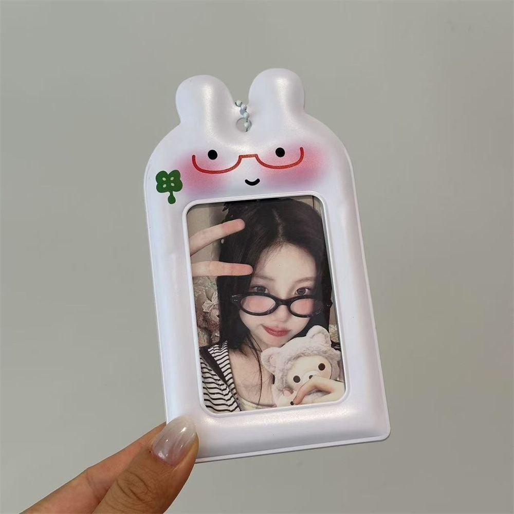 Kawaii Bunny Clover Photocard Holder Keychain PVC Card Display Bag - ArtGalleryZen