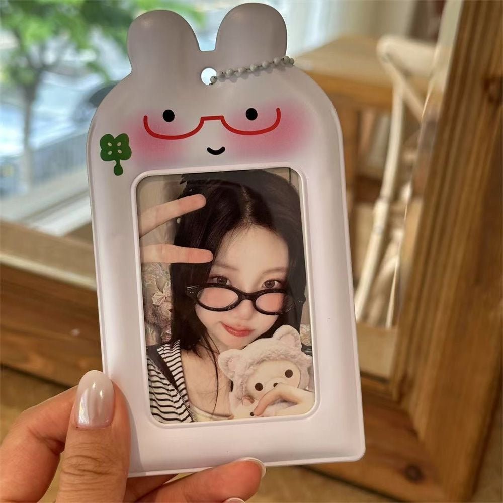 Kawaii Bunny Clover Photocard Holder Keychain PVC Card Display Bag - ArtGalleryZen