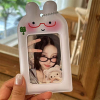 Thumbnail for Kawaii Bunny Clover Photocard Holder Keychain PVC Card Display Bag - ArtGalleryZen