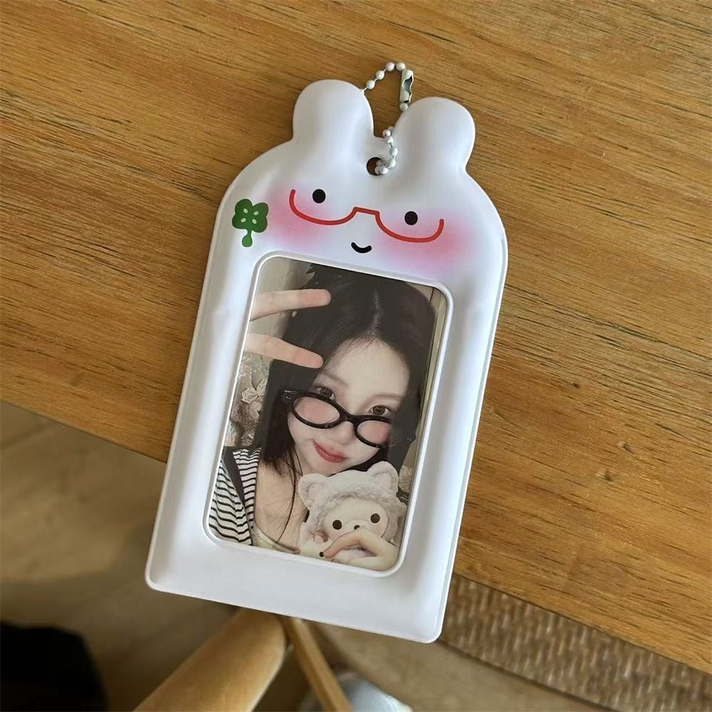 Kawaii Bunny Clover Photocard Holder Keychain PVC Card Display Bag - ArtGalleryZen