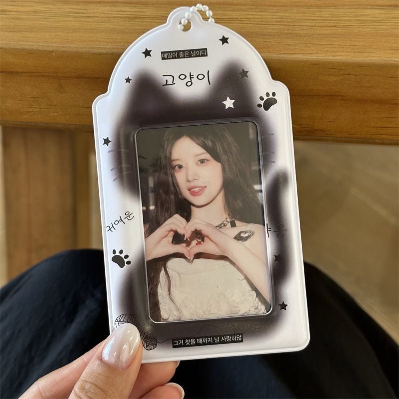 Kawaii Cat Paw Photocard Holder Keychain - Cute Kpop Card Display Bag - ArtGalleryZen