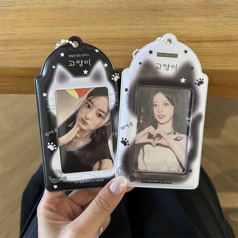 Kawaii Cat Paw Photocard Holder Keychain - Cute Kpop Card Display Bag - ArtGalleryZen