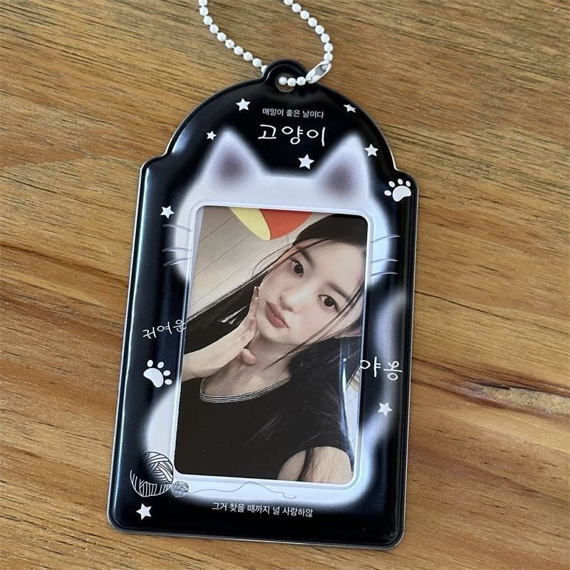 Kawaii Cat Paw Photocard Holder Keychain - Cute Kpop Card Display Bag - ArtGalleryZen