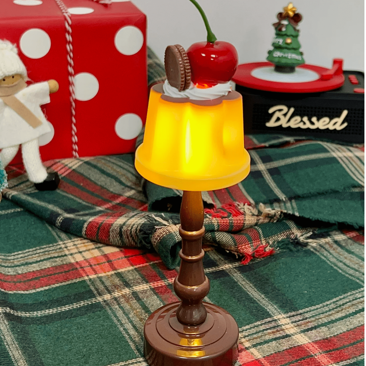 Kawaii Cherry Pudding Night Light - ArtGalleryZen