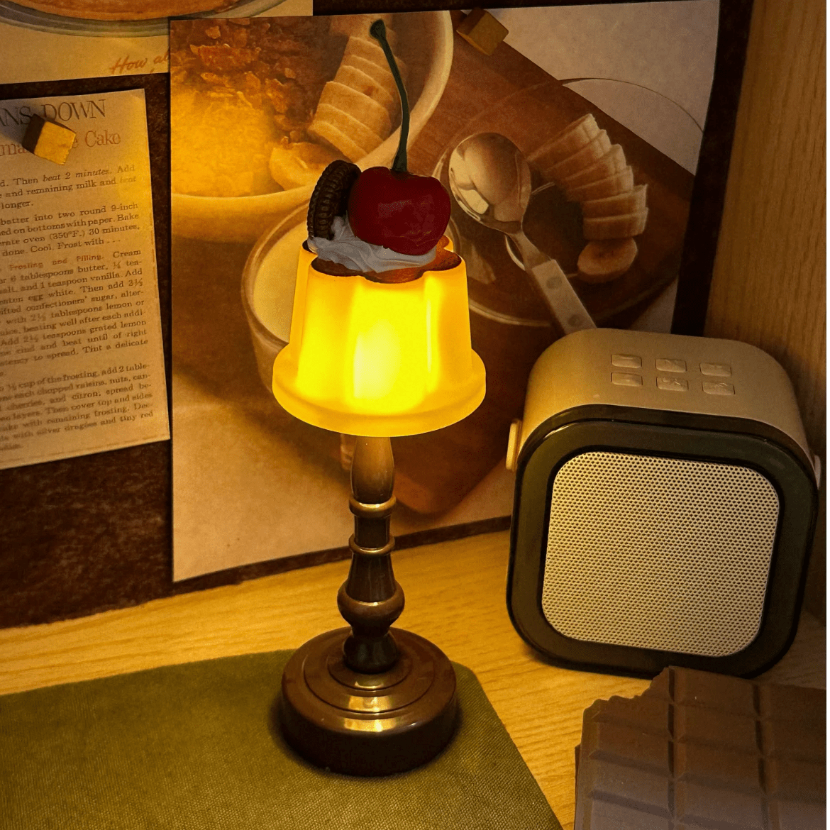 Kawaii Cherry Pudding Night Light - ArtGalleryZen