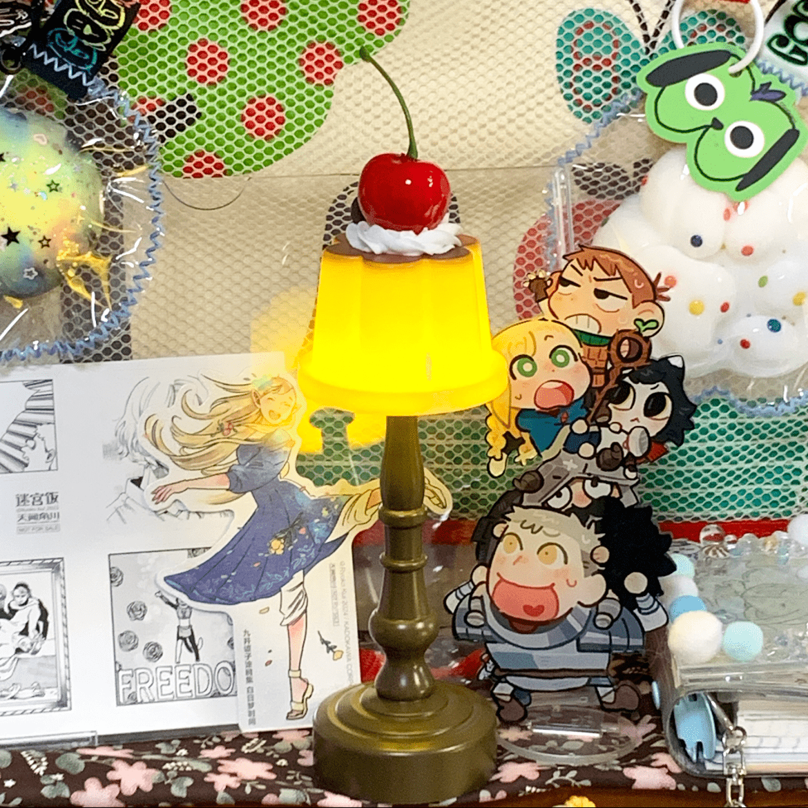 Kawaii Cherry Pudding Night Light - ArtGalleryZen