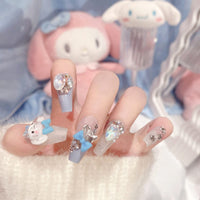 Thumbnail for Kawaii Cinnamoroll Rhinestone Bowknot 3D Press on Nails False Nail - ArtGalleryZen