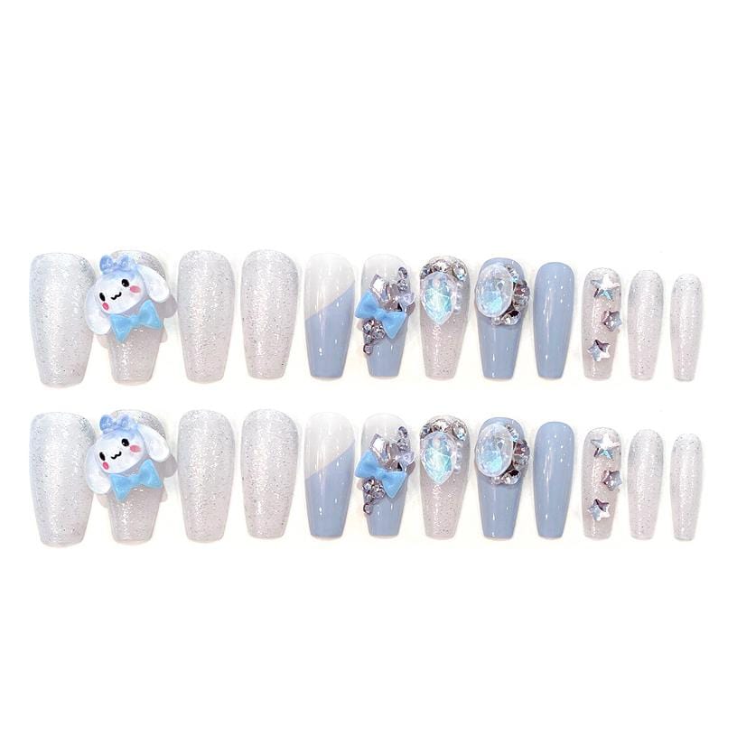 Kawaii Cinnamoroll Rhinestone Bowknot 3D Press on Nails False Nail - ArtGalleryZen