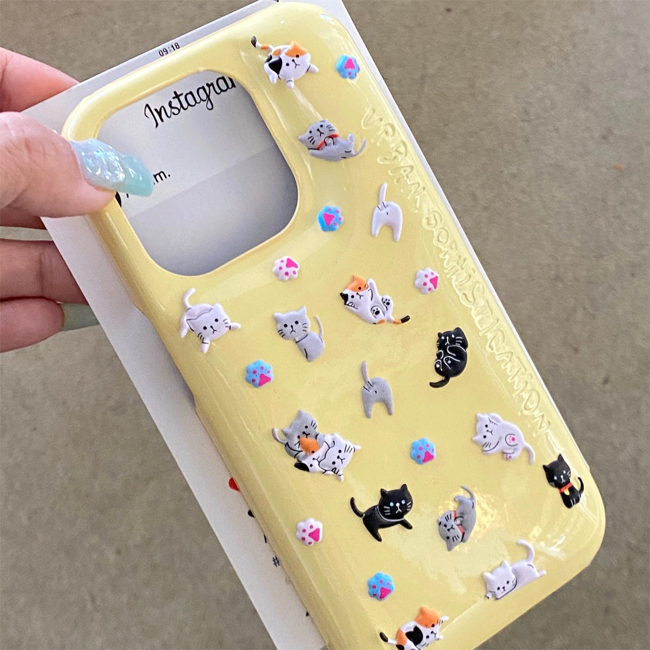 Kawaii Colorful Relief Kitten Sticker iPhone Case