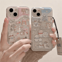 Thumbnail for Kawaii Floating Snow Kitten Puppy Sticker iPhone Case - ArtGalleryZen